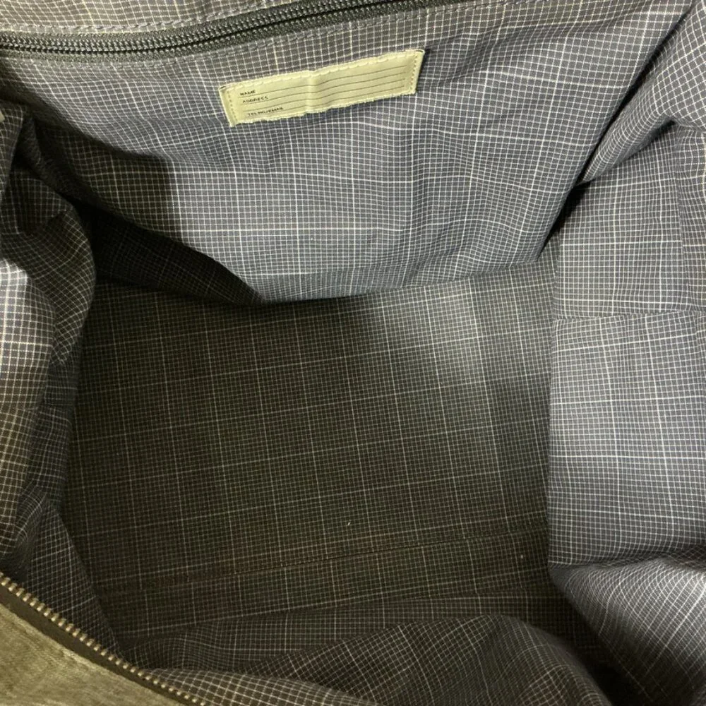 Jack Spade Tech Oxford Wing Gray Nylon Brown Leather Overnight Travel Duffel Bag